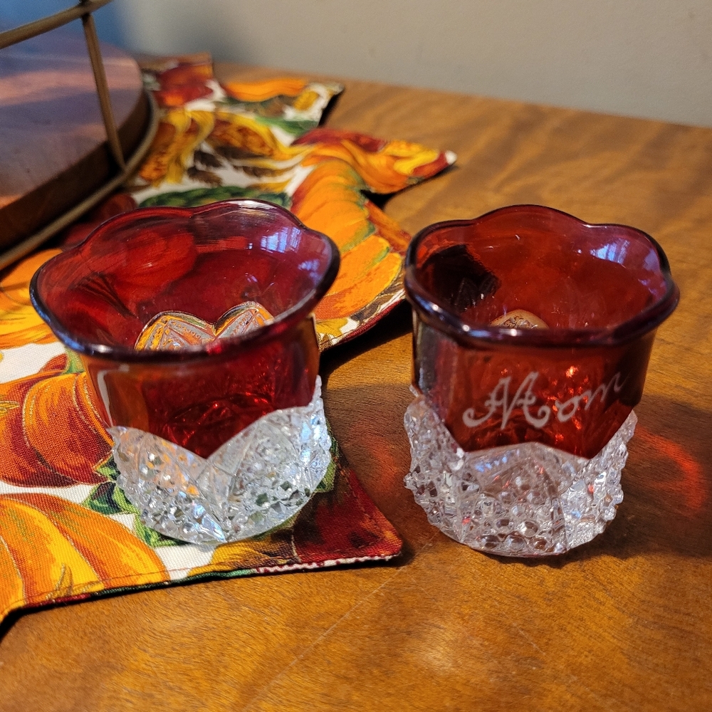 Lot of TWO (2) Antique Souvenir Ruby Red Flash Glass 1 MOM